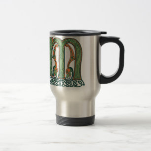 Celtic Knot Letter M, Irish Design Travel Mug