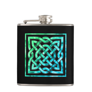 Celtic Knot Liquor Flask - Square Blue Green
