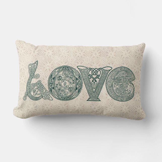 Celtic Knot Love, St Patrick's Day, Irish Letters Lumbar Cushion (Front)