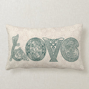 Celtic Knot Love, St Patrick's Day, Irish Letters Lumbar Cushion