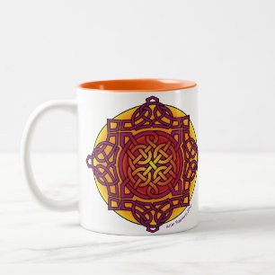 Celtic Knot Medallion Mug_ warm tones_ARD Two-Tone Coffee Mug
