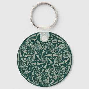 Celtic Knot Medallion Round Design, Irish Artwork Key Ring