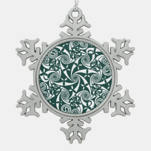 Celtic Knot Medallion Round Design, Irish Artwork Snowflake Pewter Christmas Ornament