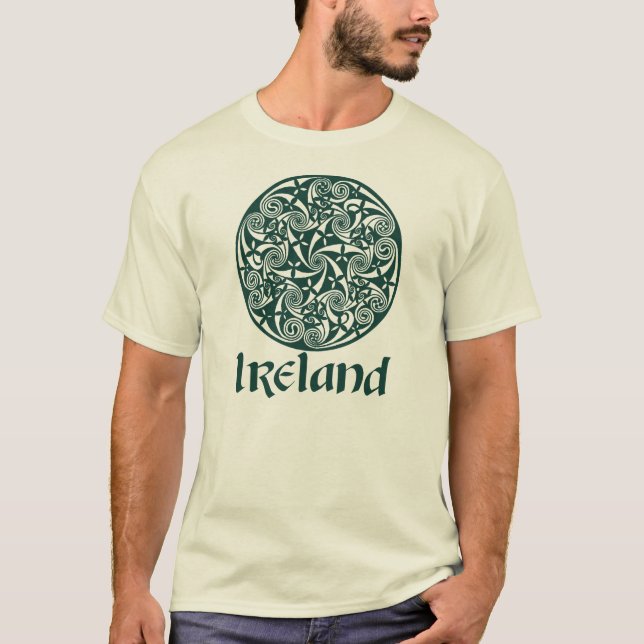 Celtic Knot Medallion Round Design, Irish Artwork T-Shirt (Front)