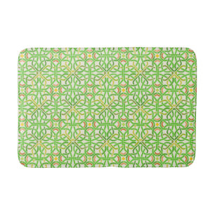Celtic Knot Modern Basketweave Braid Green Pattern Bath Mat