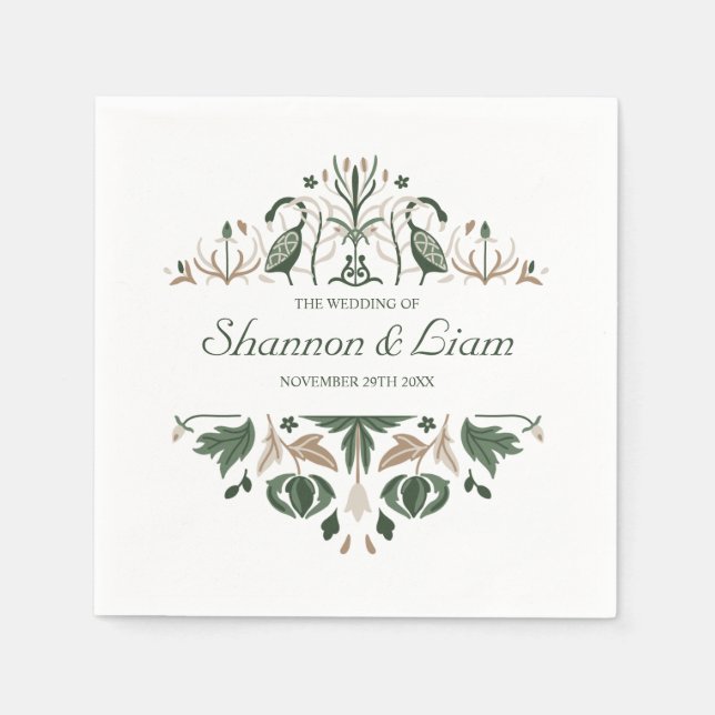 Celtic Knot | Modern Floral Irish Custom Wedding Napkin (Front)