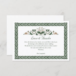 Celtic Knot  Modern Floral Irish Wedding THANK YOU Invitation