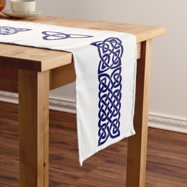 Celtic Knot navy blue large table runner (In Situ)