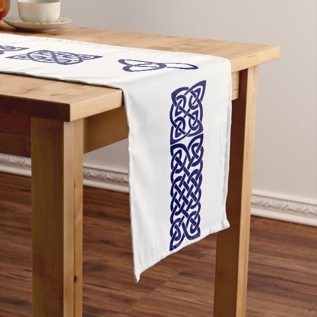 Celtic Knot navy blue medium table runner (In Situ)