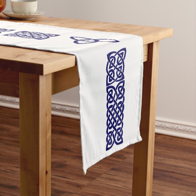 Celtic Knot navy blue small table runner (In Situ)