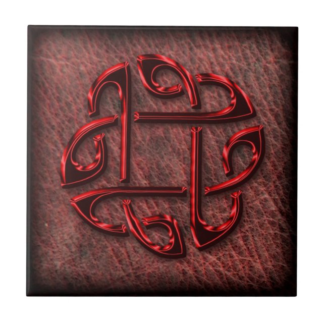 Celtic knot on genuine leather ceramic tile (Front)