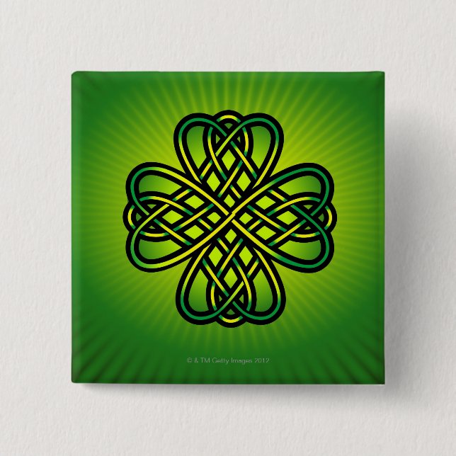 Celtic Knot on green glow 15 Cm Square Badge (Front)
