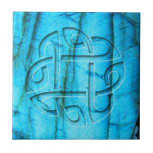 Celtic knot on labradorite ceramic tile