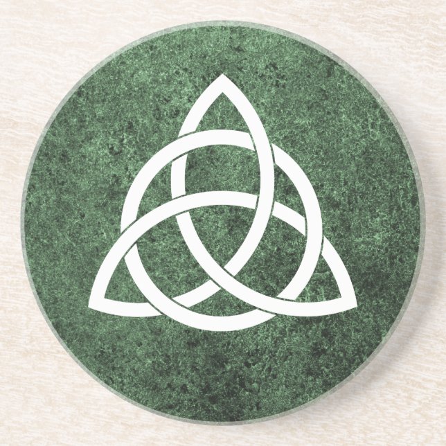 Celtic Knot over Green Granite Coaster (Front)