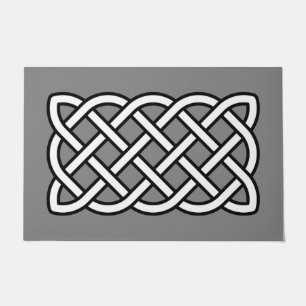 Celtic Knot Pattern, Black & White on Grey / Grey Doormat