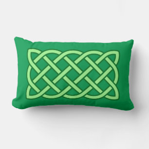 Celtic Knot Pattern, Emerald and Lime Green Lumbar Cushion