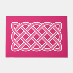 Celtic Knot Pattern, Fuchsia Pink and White  Doormat