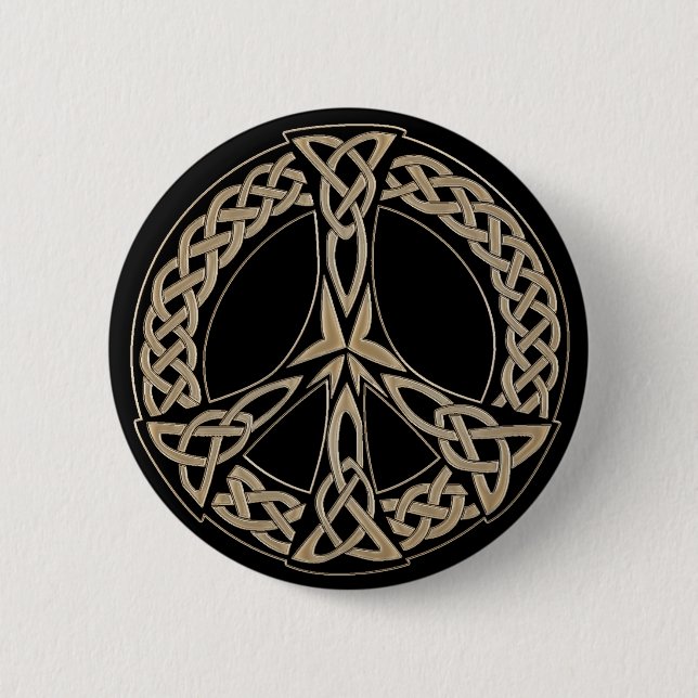Celtic Knot Pattern Peace Sign 6 Cm Round Badge (Front)