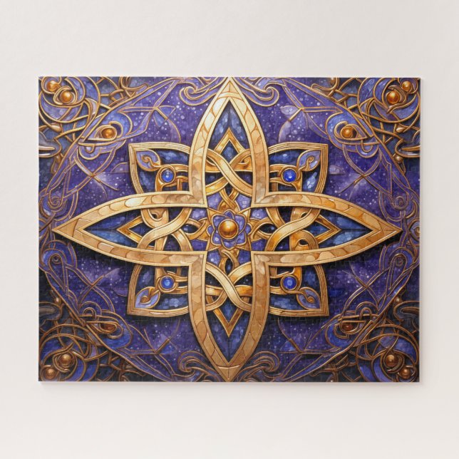 Celtic Knot Purple Gold Knotwork Jigsaw Puzzle (Horizontal)