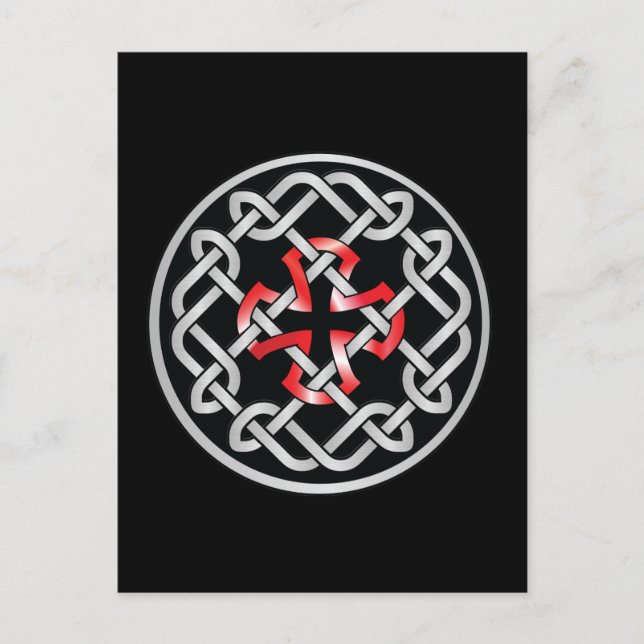Celtic Knot Red Metallic Postcard (Front)