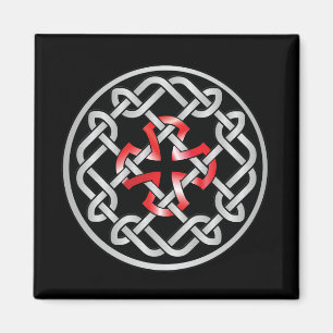 Celtic Knot Red Metallic Square Magnet