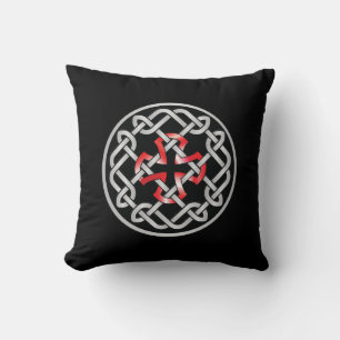 Celtic Knot Red Metallic Throw Pillow