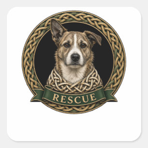 Celtic Knot Rescue Dog Square Sticker