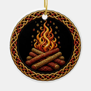 Celtic Knot Samhain Bonfire Halloween Ceramic Ornament