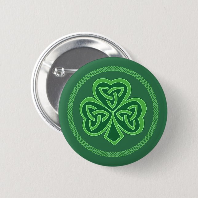 Celtic Knot Shamrock 6 Cm Round Badge (Front & Back)