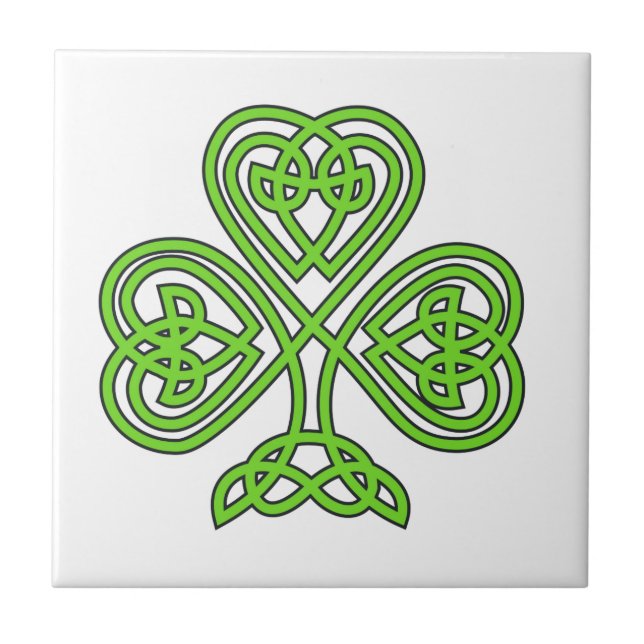 Celtic Knot Shamrock Ceramic Tile (Front)