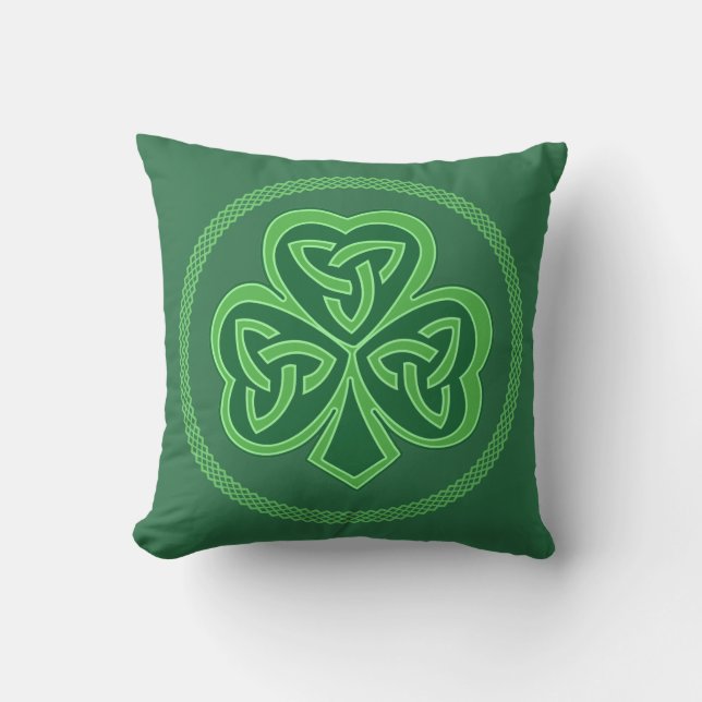 Celtic Knot Shamrock Cushion (Front)
