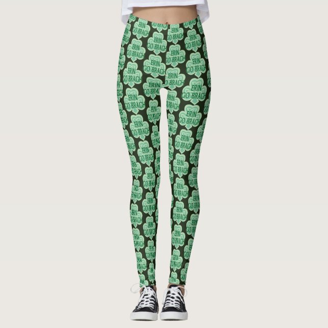 Celtic Knot Shamrock Erin Go Bragh Leggings (Front)