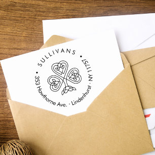 Celtic Knot Shamrock Family Return Address Self-inking Stamp
