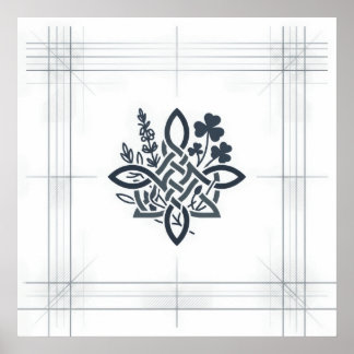 Celtic Knot Shamrock Heritage Line Art Wall Art