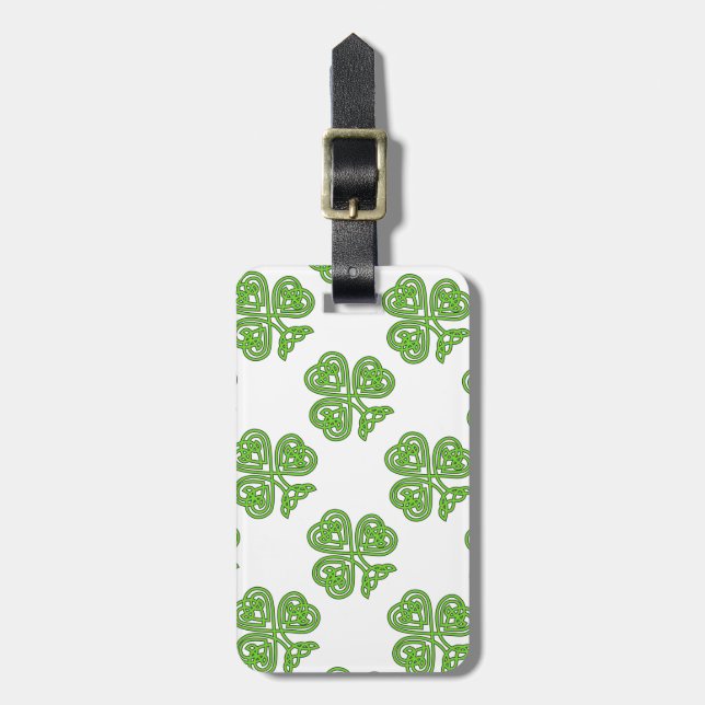 Celtic Knot Shamrock Luggage Tag (Front Vertical)