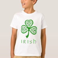 Celtic Knot Shamrock over Irish text