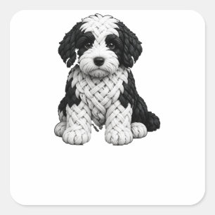 Celtic Knot Sheepadoodle Square Sticker