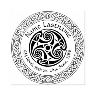 Celtic Knot & Spiral personalised rubber stamp