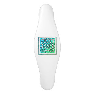 Celtic Knot - Square Blue Green Ceramic Cabinet Pull