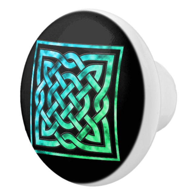 Celtic Knot - Square Blue Green Knob (Right)