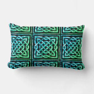 Celtic Knot - Square Blue Green Lumbar Cushion