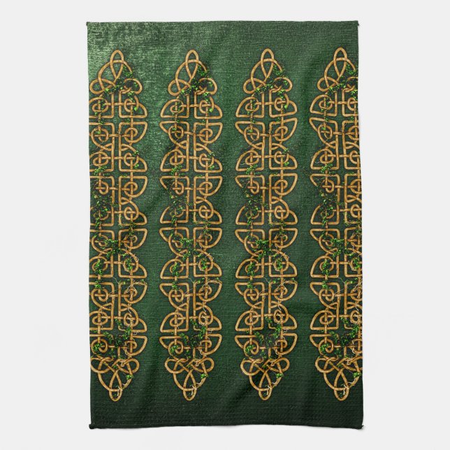 Celtic Knot Strips Tea Towel (Vertical)