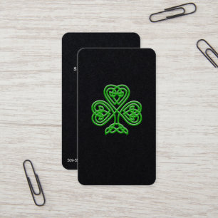 Celtic Knot Style Green Shamrock St. Patrick's Day Business Card