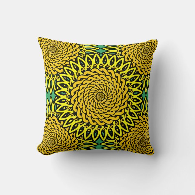 Celtic Knot Sunflower Pattern Throw Pillow (Front)
