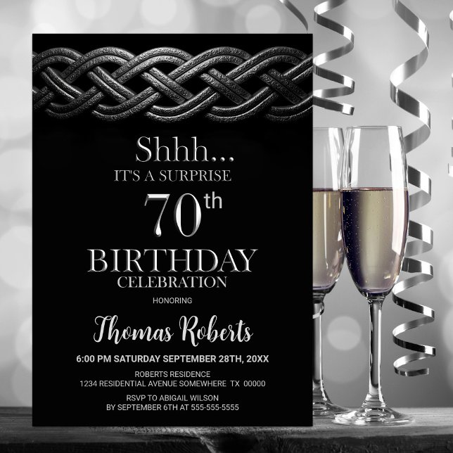 Celtic Knot Surprise 70th Birthday Party Invitation (Creator Uploaded)