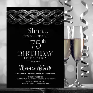 Celtic Knot Surprise 75th Birthday Party Invitation