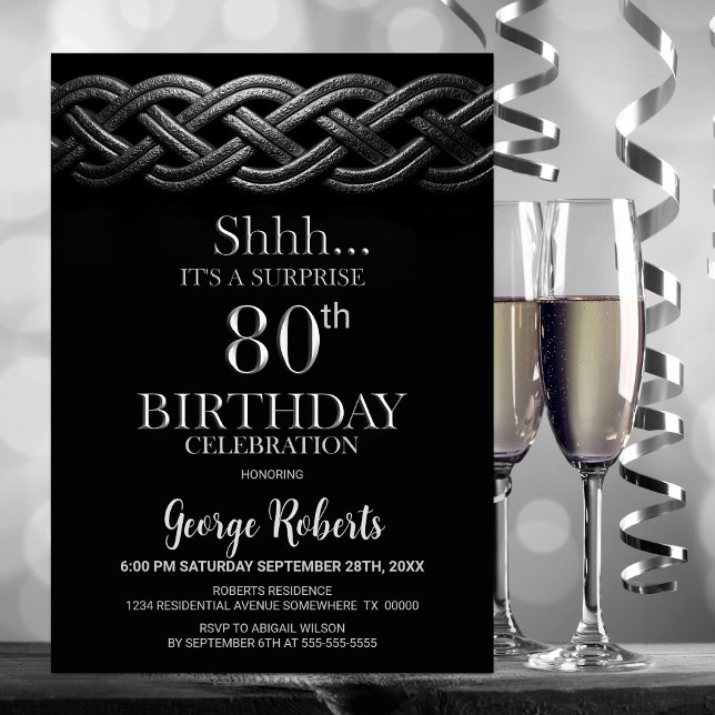 Celtic Knot Surprise 80th Birthday Party Invitation (Creator Uploaded)