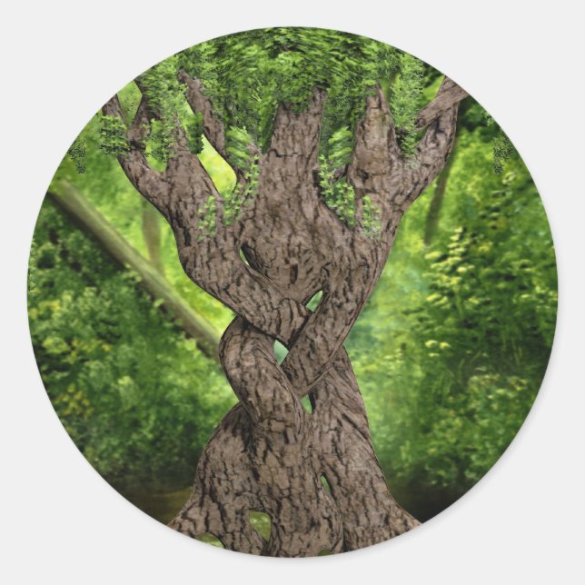 Celtic Knot Tree Classic Round Sticker (Front)