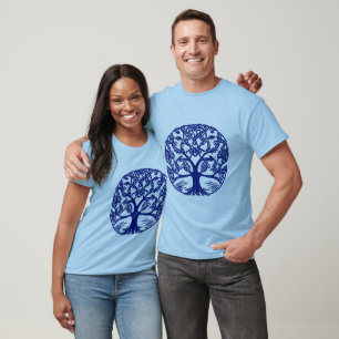 Celtic Knot Tree of Life in Indigo Blue  T-Shirt