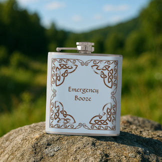 Celtic Knot Tribal Design Weathered Brown Version Hip Flask